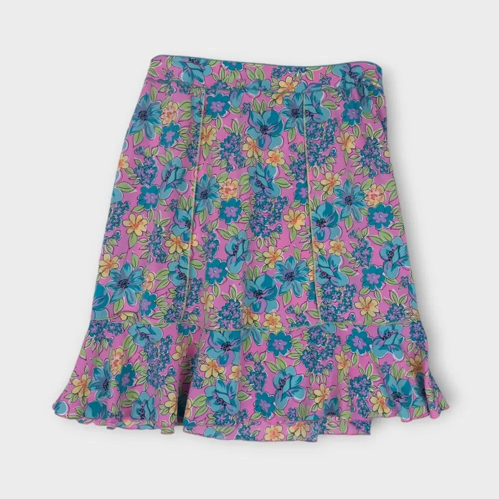 Sag Harbor Womens Size 14 Side Zipper Polyester Floral A Line Skirt